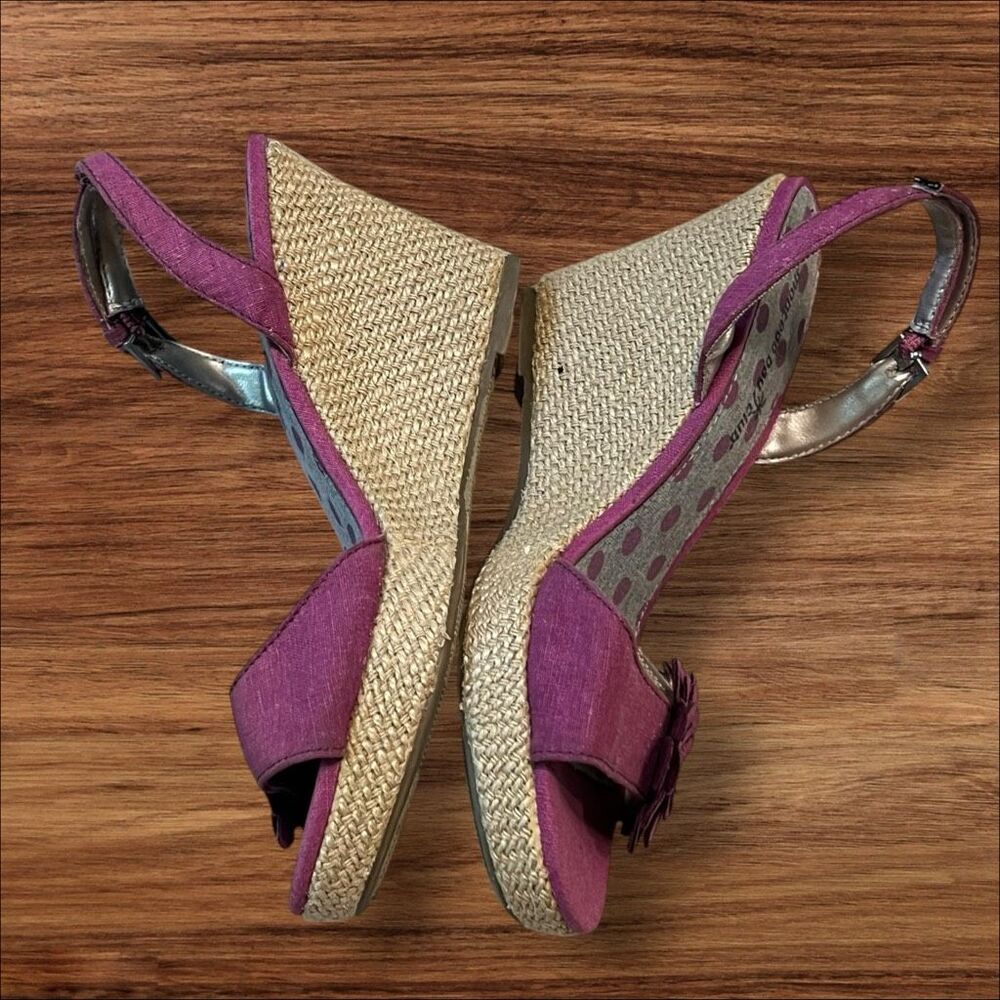 Montego Bay Club Pink Floral Espadrille Wedge Sandals Size 7.5 - Picture 3 of 13